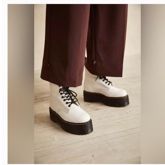 NEW Dr. Martens 1460 Pascal Max White Leather Platform Combat Boots - Picture 5 of 13